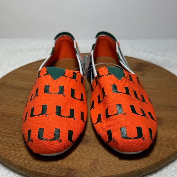 NCAA Miami Hurricanes Canvas Slip On Casual Shoes Orange Green Women’s L-(9-10) - Picture 2 of 8